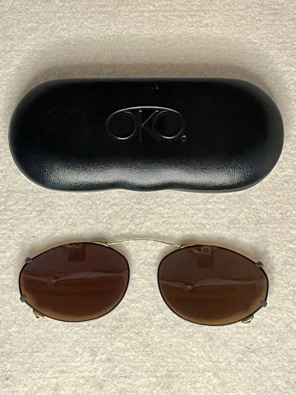 OKO Clip-On Sunglasses * Gold Metal Frame * Measures Approx 4-3/4